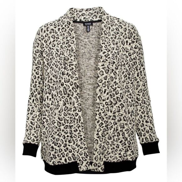 Jones New York Women's Cardigans CHEETAH - Cheetah & Black Trim Open Cardigan - Picture 1 of 3